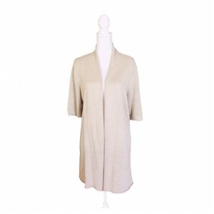 Eileen Fisher Linen Sand Short Sleeve Open Duster